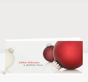 Weihnachtskarte Zwei Christbaumkugeln rot