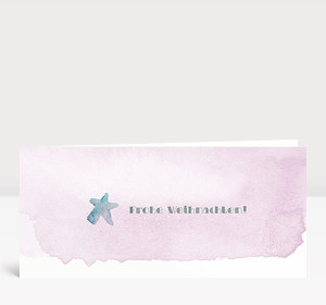 Weihnachtskarte Weihnachtsstern Aquarell in türkis-pink