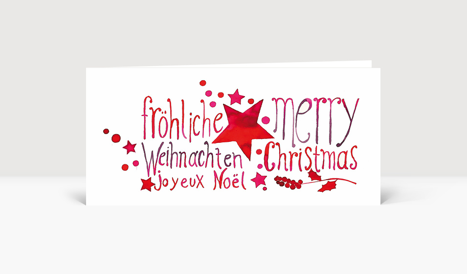 Weihnachtskarte Rotkehlchen & Weihnachtssterne | 15 X 15 Cm, Goldfolienveredelt | Umweltfreundlich, Made In UK