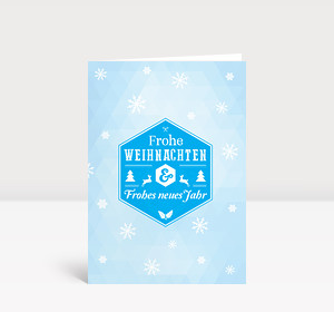 Weihnachtskarte Schneesterne moderne Grüße blau