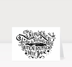 Weihnachtskarte Gezeichnete Typo-Weihnachtsgrüße in schwarz
