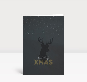 Weihnachtskarte Xmas Hirsch Nacht