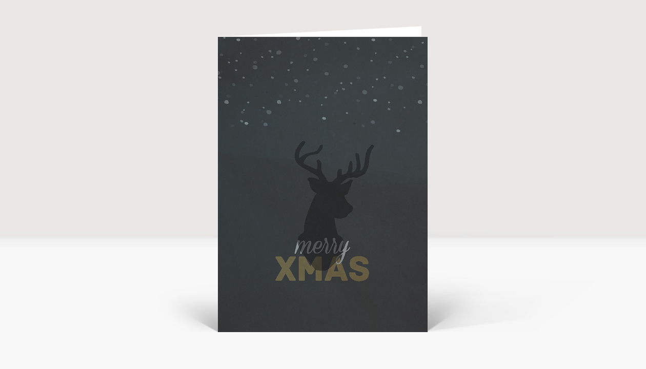 Wrendale Weihnachtskarte 'Hirsch Im Schnee' – Blaue Xmas Grußkarte Mit Goldfolie, 15x15 Cm, Inkl. Umschlag