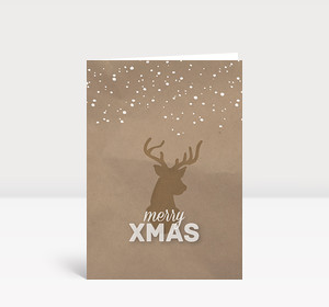 Weihnachtskarte Xmas Hirsch Naturfarben