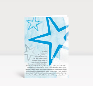 Weihnachtskarte Sterne international blau