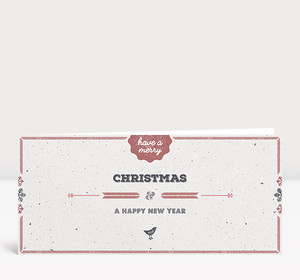 Weihnachtskarte Vogelgezwitscher rot englisch