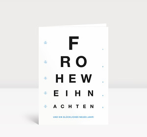 Weihnachtskarte Sehtest Blau