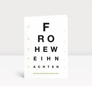 Weihnachtskarte Sehtest Grün