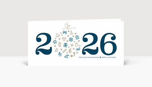 Weihnachtskarte Weihnachtskugel 2026 blau
