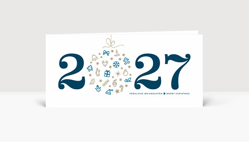 Weihnachtskarte Weihnachtskugel 2027 blau
