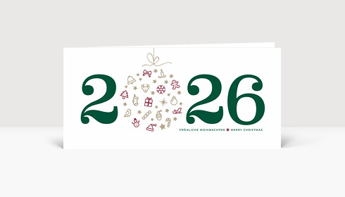 Weihnachtskarte Weihnachtskugel 2026 grün