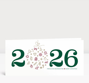 Weihnachtskarte Weihnachtskugel 2026 grün