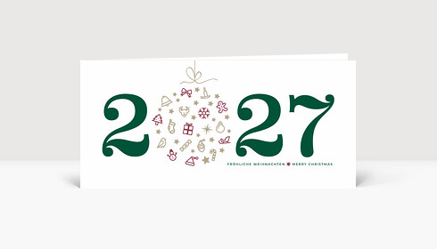 Weihnachtskarte Weihnachtskugel 2027 grün