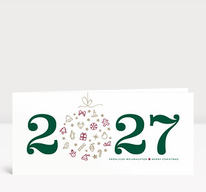 Weihnachtskarte Weihnachtskugel 2027 grün