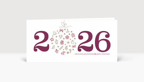 Weihnachtskarte Weihnachtskugel 2026 brombeere