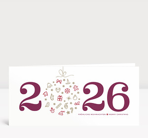 Weihnachtskarte Weihnachtskugel 2026 brombeere
