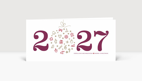 Weihnachtskarte Weihnachtskugel 2027 brombeere