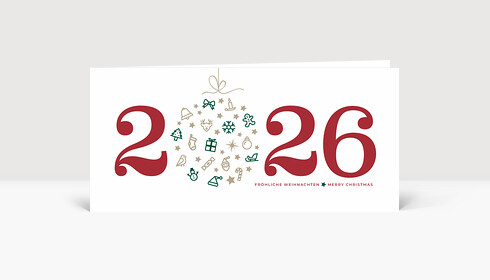 Weihnachtskarte Weihnachtskugel 2026 rot