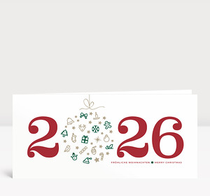 Weihnachtskarte Weihnachtskugel 2026 rot