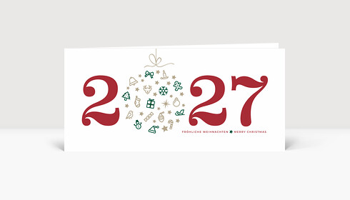 Weihnachtskarte Weihnachtskugel 2027 rot