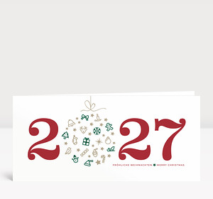 Weihnachtskarte Weihnachtskugel 2027 rot