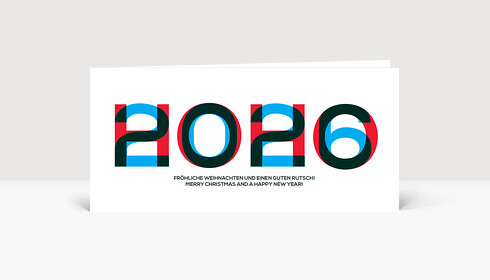Weihnachtskarte HOHO 2026 Blau-Rot