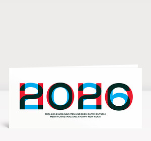 Weihnachtskarte HOHO 2026 Blau-Rot