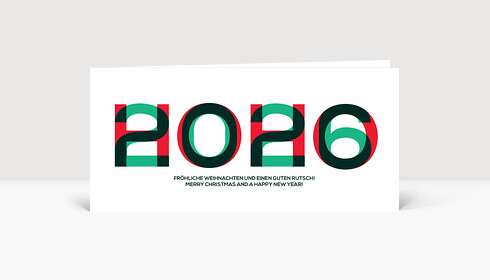 Weihnachtskarte HOHO 2026 Rot-Grün
