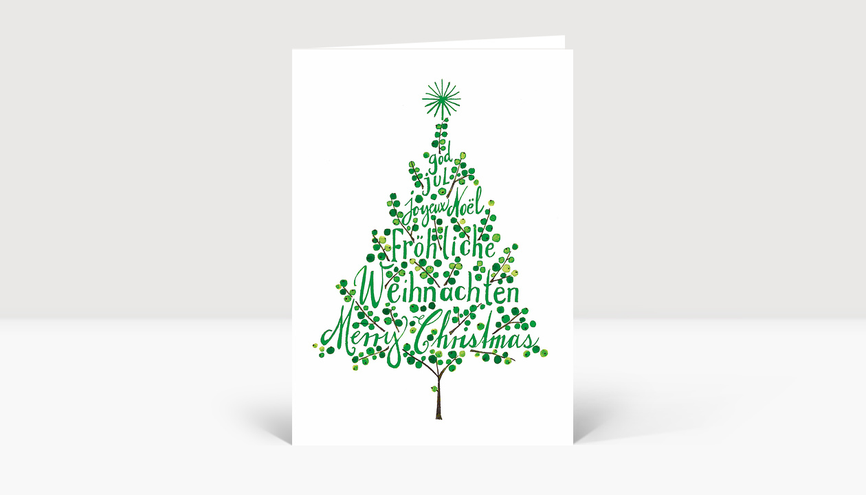 Weihnachtskarte Mit Winterlandschaft & Weihnachtsbaum – 300g Chromokarton, A6, Inkl. Selbstklebendem Umschlag C6