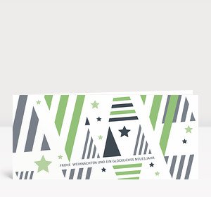 Weihnachtskarte Weihnachtsbäume grafisch hellgrün