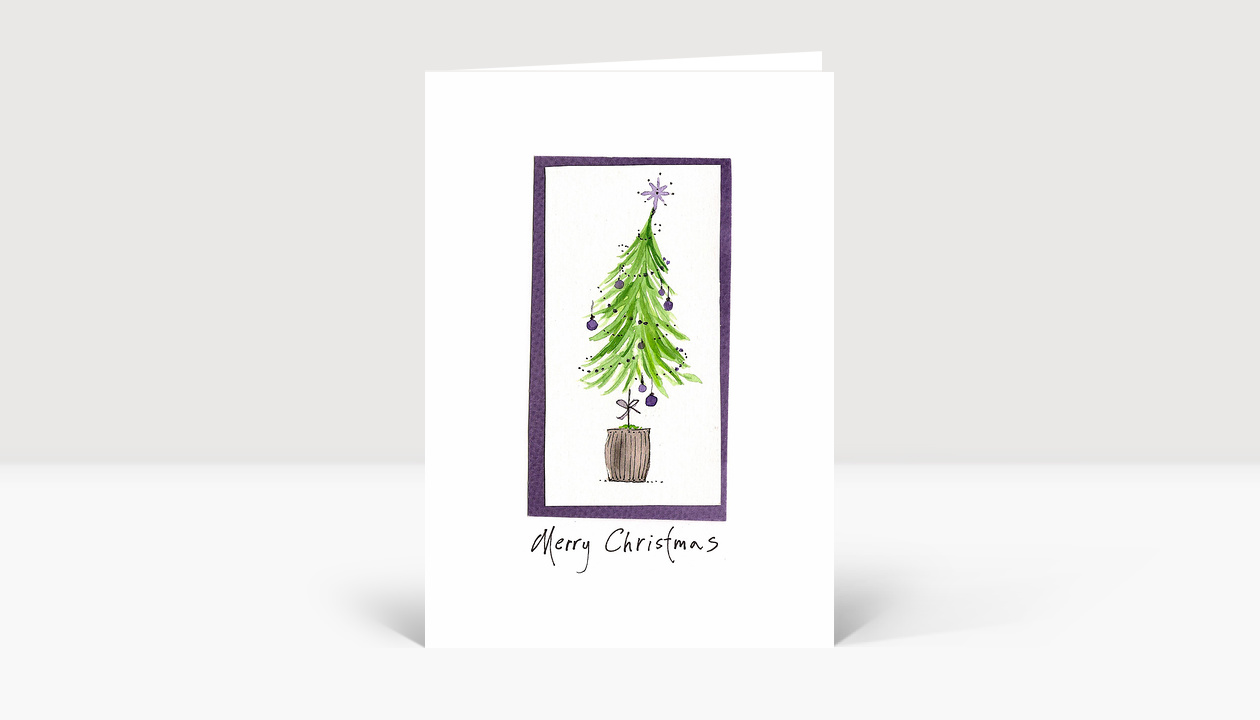 Weihnachtskarte Mit Winterlandschaft & Weihnachtsbaum – 300g Chromokarton, Beschreibbare Rückseite, Inkl. C6 Umschlag
