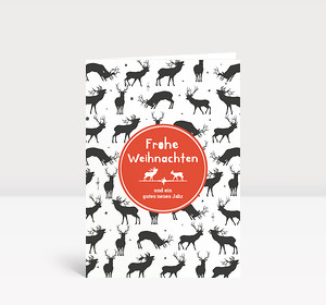 Weihnachtskarte Hirschmuster Orange