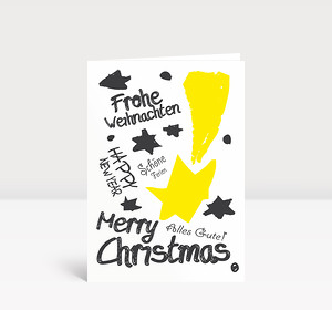Weihnachtskarte Graffiti Gelb