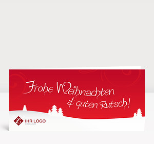 Weihnachtskarte Landschaft rot