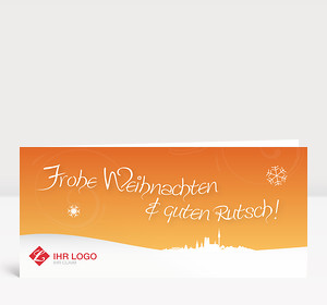 Weihnachtskarte München Landschaft orange