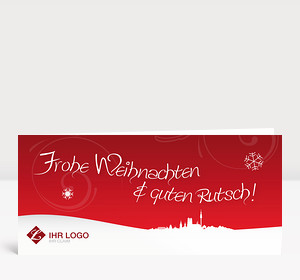 Weihnachtskarte München Landschaft rot
