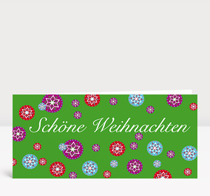 Weihnachtskarte Runde Schneeflocken grün