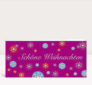 Weihnachtskarte Runde Schneeflocken lila