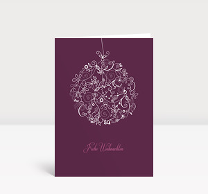 Weihnachtskarte Floralkugel lila