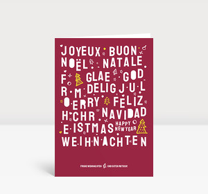 Weihnachtskarte Christmas Lettering Dunkelrot