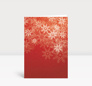 Weihnachtskarte Flockengestöber red
