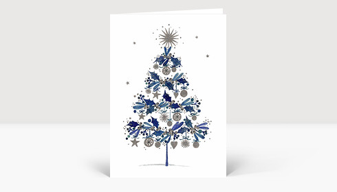 Weihnachtskarte Gechmückt Blau