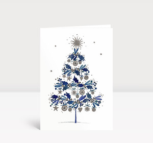 Weihnachtskarte Gechmückt Blau