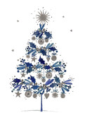 Weihnachtskarte Gechmückt Blau