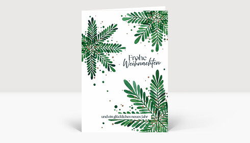 Weihnachtskarte Tannensterne Grün