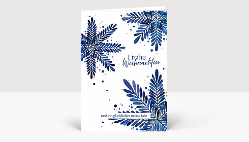 Weihnachtskarte Tannensterne Blau