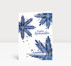 Weihnachtskarte Tannensterne Blau