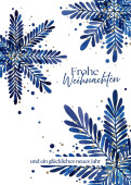 Weihnachtskarte Tannensterne Blau