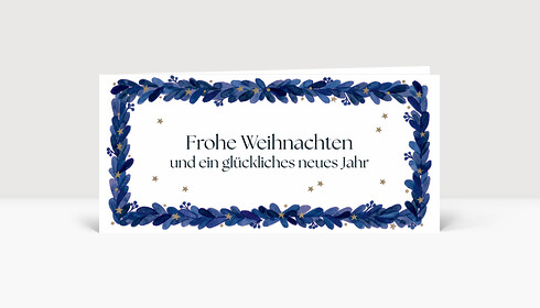 Weihnachtskarte Festlich Gerahmt Blau