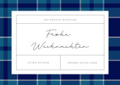Weihnachtskarte Festlich kariert blau